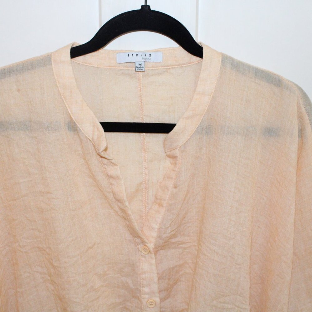 Yellow light weight button down - M - Picture 4 of 5